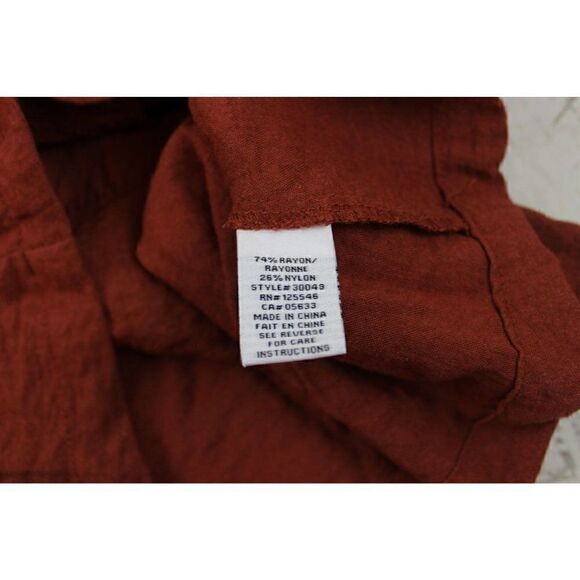 👕 Habitat S Rust Crinkle Button-Front Blouse Top (Small) - Picture 6 of 6